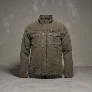 Levis Jacket Mens Small Olive Quilted Lined Cotton Field Utility ALPJ6009